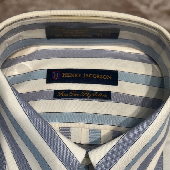 New Henry Jacobson dress shirt, 15 1/2” neck, 34/35" sleeve, barrel cuffs - Picture 2 of 3